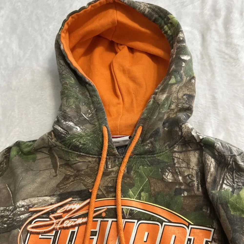 Chase Tony Stewart NASCAR Hoodie Men’s Large Orange Camo Pullover Sweater Hooded